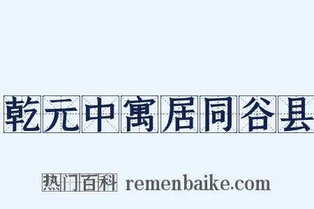 乾元中寓居同谷县是什么意思的图片